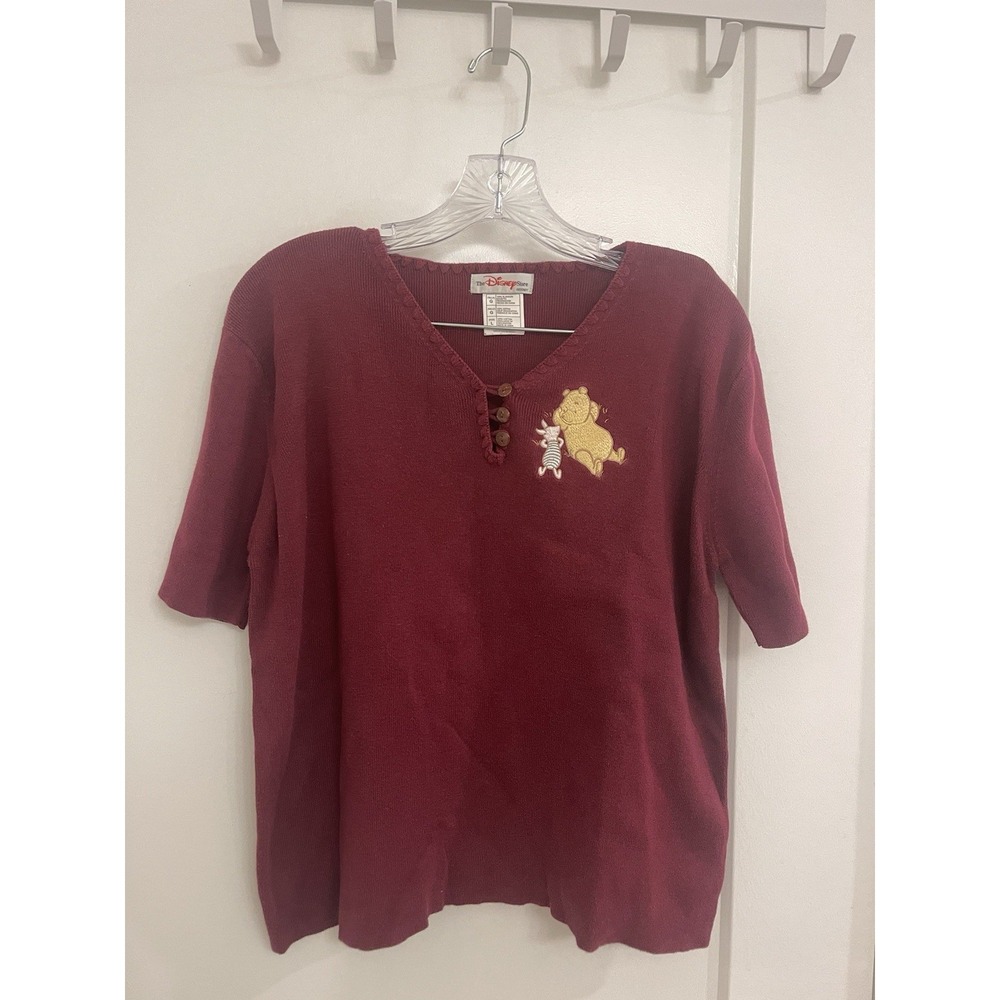 Vintage Pooh Bear Disney Burgundy Sweater Blouse Women's 90S Classic Holiday‎